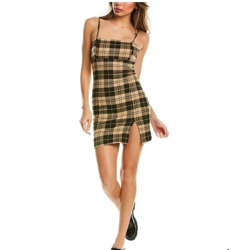 AIDEN Plaid Sleeveless Mini Dress